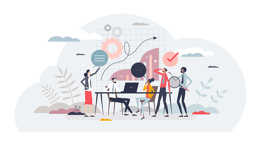 Animated illustration of online visibility and business trust signals