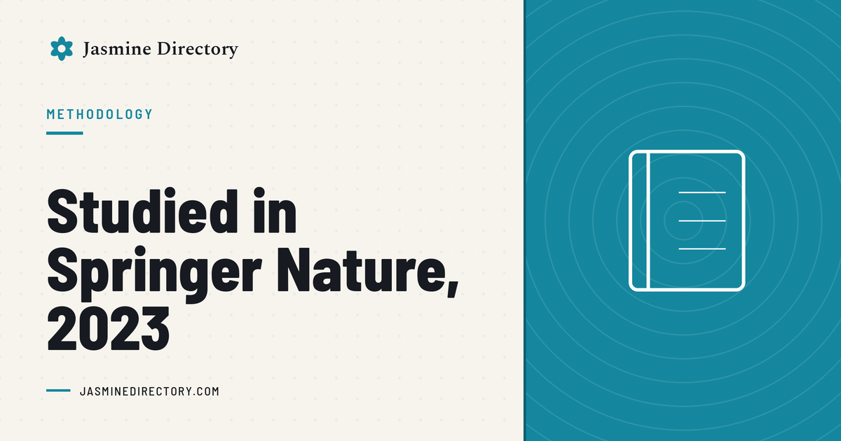 Jasmine Directory graphic headed ‘Studied in Springer Nature, 2023’