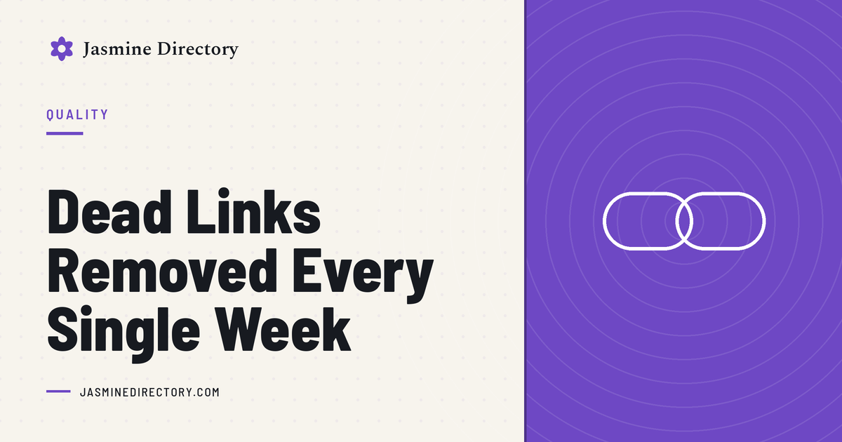 Jasmine Directory graphic headed ‘Dead Links Removed Every Single Week’