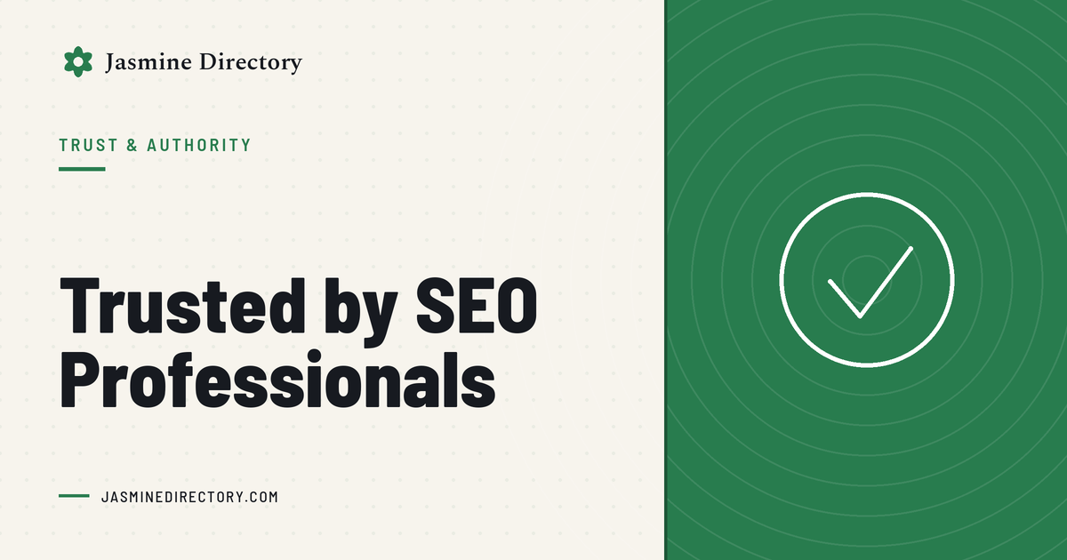 Jasmine Directory graphic headed ‘Trusted by SEO Professionals’